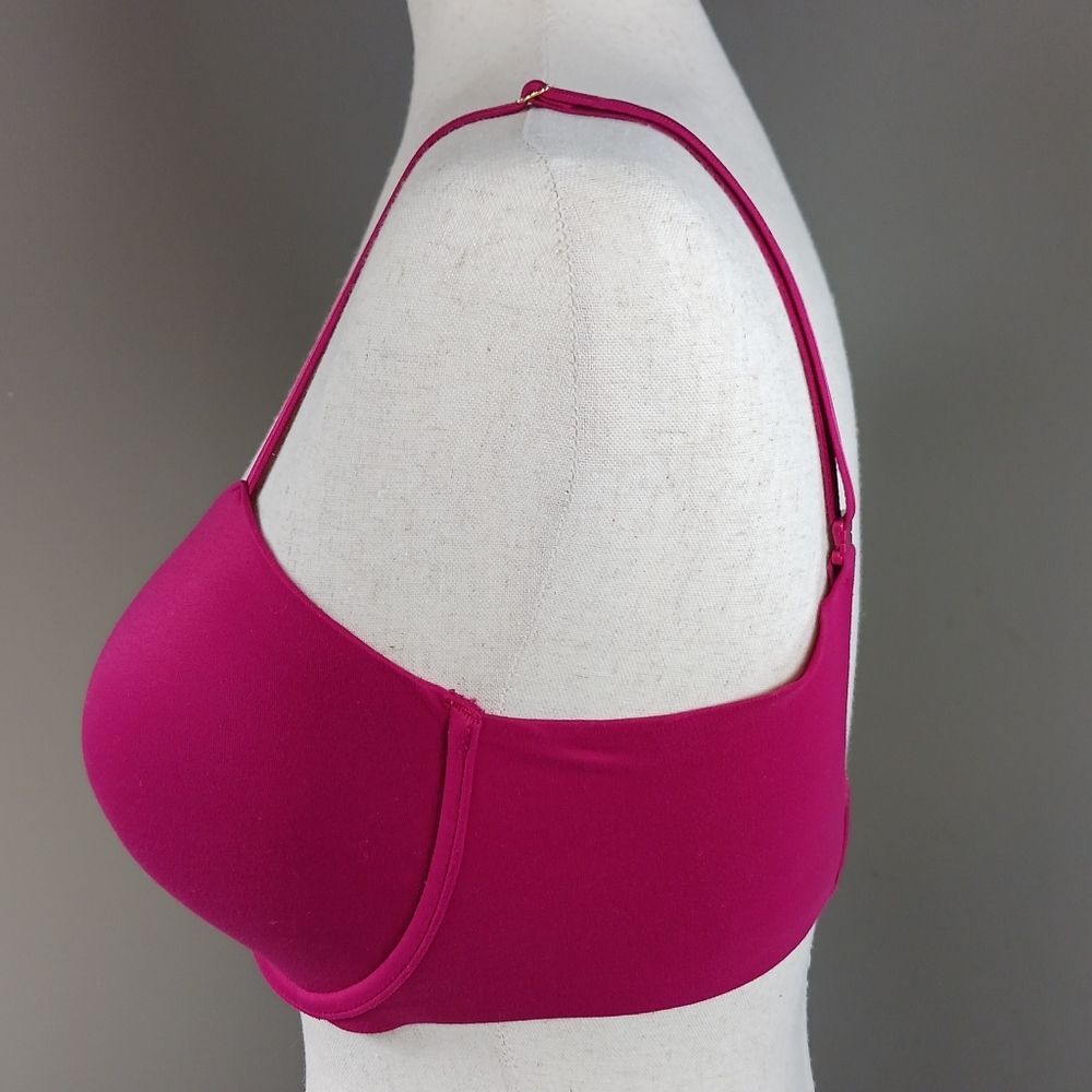 VICTORIA'S SECRET 32DDD Lightly Lined Demi Fuchsia Pink Gold V Soft Glam Accents - Picture 6 of 13